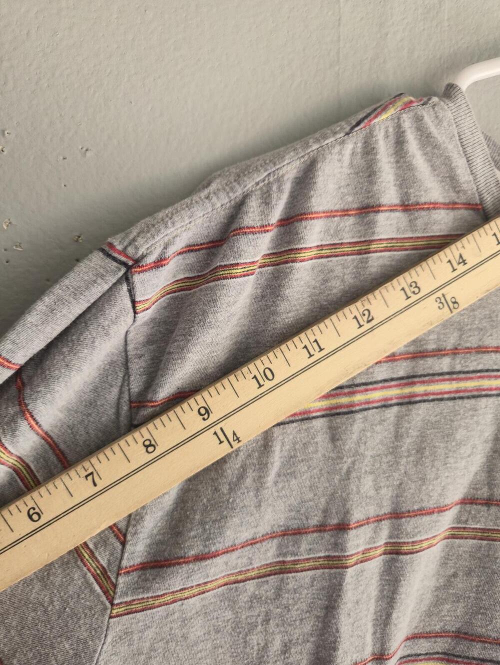 RVCA XL Slim Fit Striped T-Shirt Gray with Orange and Yellow Stripes - Picture 5 of 6
